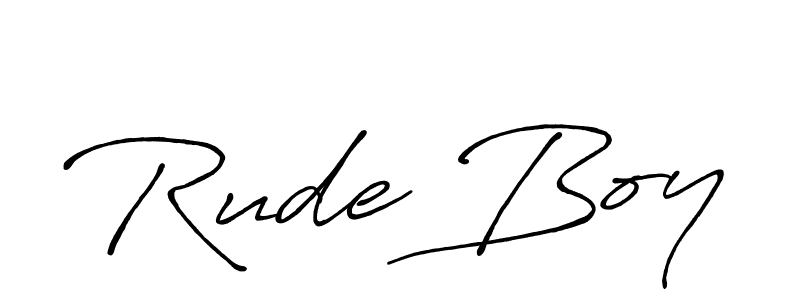 How to make Rude Boy signature? Antro_Vectra_Bolder is a professional autograph style. Create handwritten signature for Rude Boy name. Rude Boy signature style 7 images and pictures png