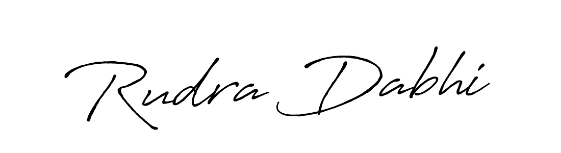 How to make Rudra Dabhi name signature. Use Antro_Vectra_Bolder style for creating short signs online. This is the latest handwritten sign. Rudra Dabhi signature style 7 images and pictures png