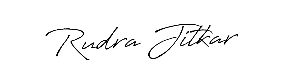 How to make Rudra Jitkar name signature. Use Antro_Vectra_Bolder style for creating short signs online. This is the latest handwritten sign. Rudra Jitkar signature style 7 images and pictures png