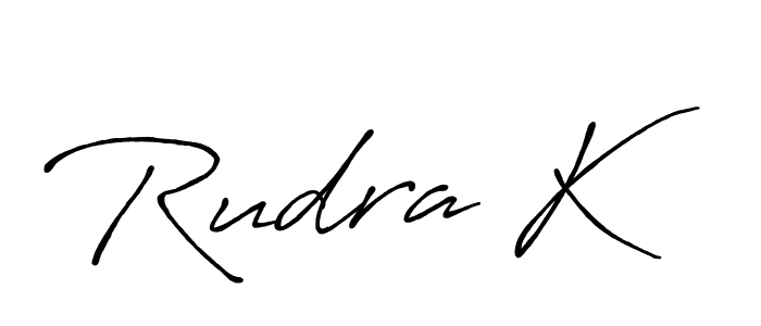 Use a signature maker to create a handwritten signature online. With this signature software, you can design (Antro_Vectra_Bolder) your own signature for name Rudra K. Rudra K signature style 7 images and pictures png