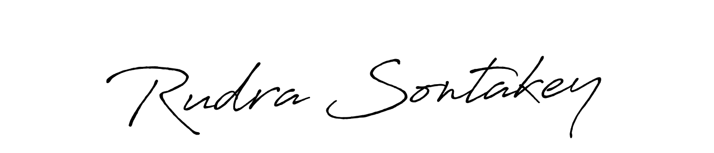 The best way (Antro_Vectra_Bolder) to make a short signature is to pick only two or three words in your name. The name Rudra Sontakey include a total of six letters. For converting this name. Rudra Sontakey signature style 7 images and pictures png