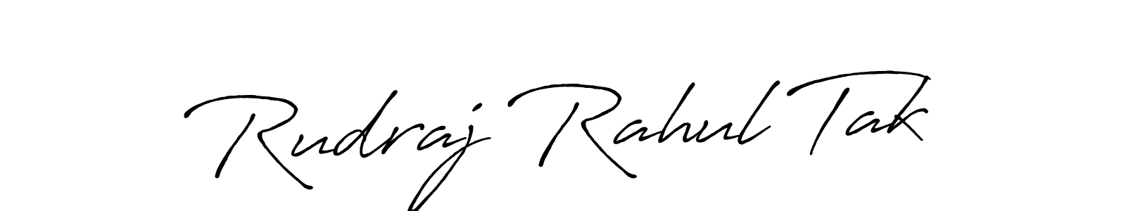 How to make Rudraj Rahul Tak name signature. Use Antro_Vectra_Bolder style for creating short signs online. This is the latest handwritten sign. Rudraj Rahul Tak signature style 7 images and pictures png