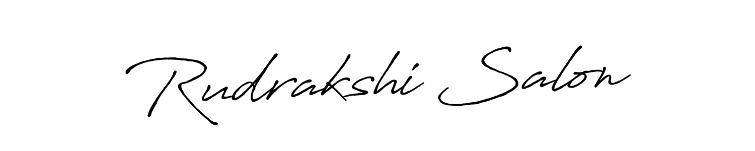 Make a beautiful signature design for name Rudrakshi Salon. With this signature (Antro_Vectra_Bolder) style, you can create a handwritten signature for free. Rudrakshi Salon signature style 7 images and pictures png