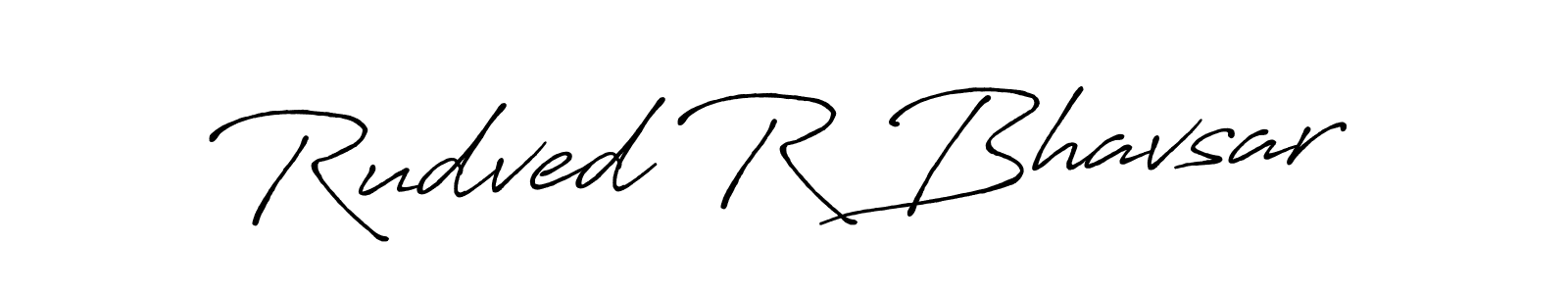 Antro_Vectra_Bolder is a professional signature style that is perfect for those who want to add a touch of class to their signature. It is also a great choice for those who want to make their signature more unique. Get Rudved R Bhavsar name to fancy signature for free. Rudved R Bhavsar signature style 7 images and pictures png