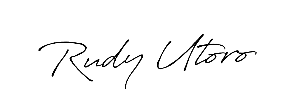 Similarly Antro_Vectra_Bolder is the best handwritten signature design. Signature creator online .You can use it as an online autograph creator for name Rudy Utoro. Rudy Utoro signature style 7 images and pictures png