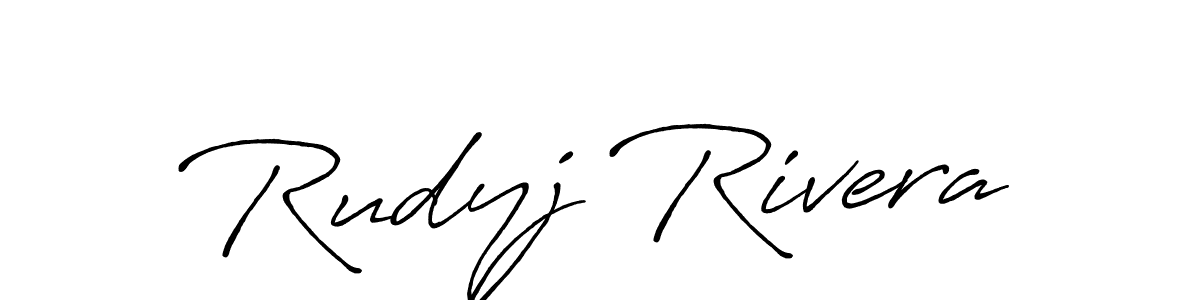 How to make Rudyj Rivera name signature. Use Antro_Vectra_Bolder style for creating short signs online. This is the latest handwritten sign. Rudyj Rivera signature style 7 images and pictures png