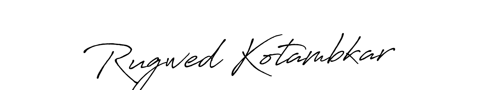 How to make Rugwed Kotambkar name signature. Use Antro_Vectra_Bolder style for creating short signs online. This is the latest handwritten sign. Rugwed Kotambkar signature style 7 images and pictures png