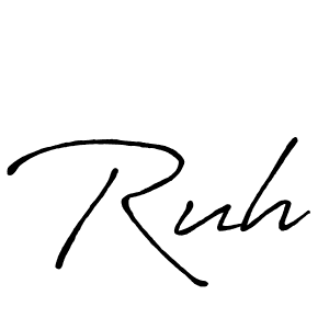 How to make Ruh signature? Antro_Vectra_Bolder is a professional autograph style. Create handwritten signature for Ruh name. Ruh signature style 7 images and pictures png