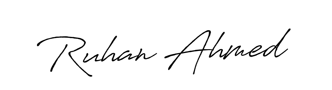 You should practise on your own different ways (Antro_Vectra_Bolder) to write your name (Ruhan Ahmed) in signature. don't let someone else do it for you. Ruhan Ahmed signature style 7 images and pictures png