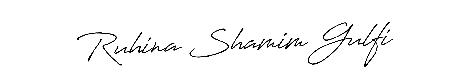 Create a beautiful signature design for name Ruhina Shamim Gulfi. With this signature (Antro_Vectra_Bolder) fonts, you can make a handwritten signature for free. Ruhina Shamim Gulfi signature style 7 images and pictures png