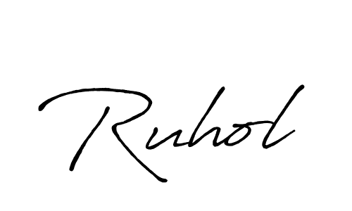 How to make Ruhol signature? Antro_Vectra_Bolder is a professional autograph style. Create handwritten signature for Ruhol name. Ruhol signature style 7 images and pictures png