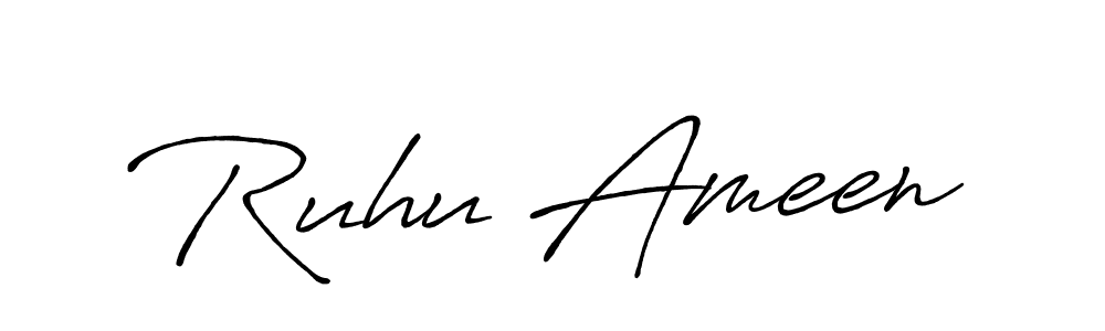 Similarly Antro_Vectra_Bolder is the best handwritten signature design. Signature creator online .You can use it as an online autograph creator for name Ruhu Ameen. Ruhu Ameen signature style 7 images and pictures png