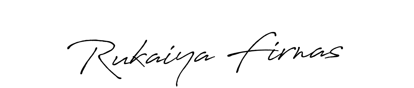 Create a beautiful signature design for name Rukaiya Firnas. With this signature (Antro_Vectra_Bolder) fonts, you can make a handwritten signature for free. Rukaiya Firnas signature style 7 images and pictures png