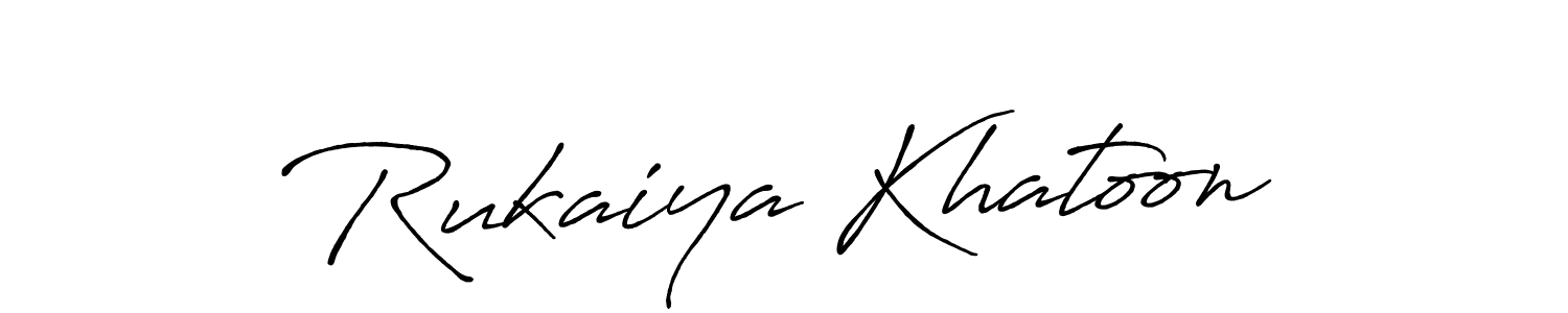 Create a beautiful signature design for name Rukaiya Khatoon. With this signature (Antro_Vectra_Bolder) fonts, you can make a handwritten signature for free. Rukaiya Khatoon signature style 7 images and pictures png