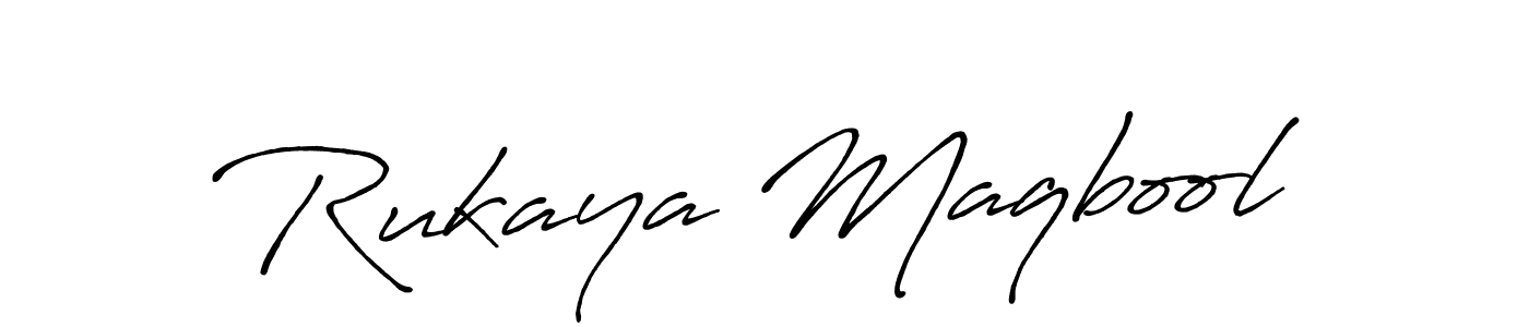 Make a beautiful signature design for name Rukaya Maqbool. With this signature (Antro_Vectra_Bolder) style, you can create a handwritten signature for free. Rukaya Maqbool signature style 7 images and pictures png