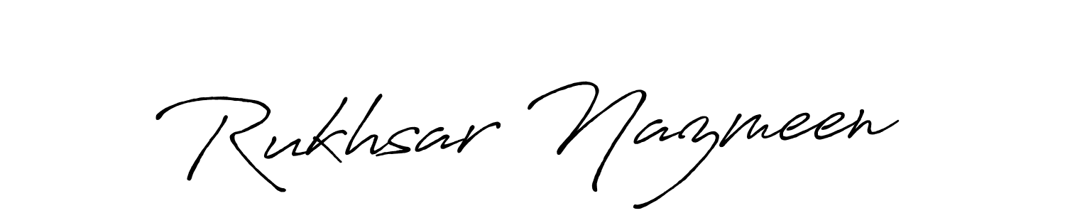 How to make Rukhsar Nazmeen name signature. Use Antro_Vectra_Bolder style for creating short signs online. This is the latest handwritten sign. Rukhsar Nazmeen signature style 7 images and pictures png