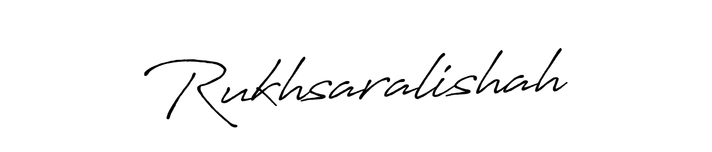 How to make Rukhsaralishah name signature. Use Antro_Vectra_Bolder style for creating short signs online. This is the latest handwritten sign. Rukhsaralishah signature style 7 images and pictures png