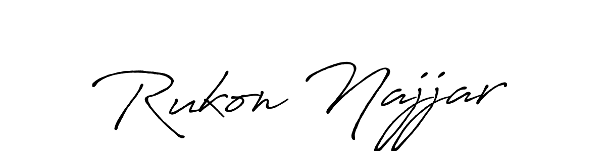 How to make Rukon Najjar name signature. Use Antro_Vectra_Bolder style for creating short signs online. This is the latest handwritten sign. Rukon Najjar signature style 7 images and pictures png