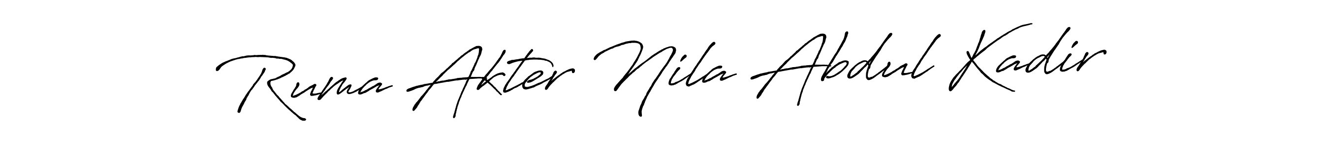 Make a short Ruma Akter Nila Abdul Kadir signature style. Manage your documents anywhere anytime using Antro_Vectra_Bolder. Create and add eSignatures, submit forms, share and send files easily. Ruma Akter Nila Abdul Kadir signature style 7 images and pictures png