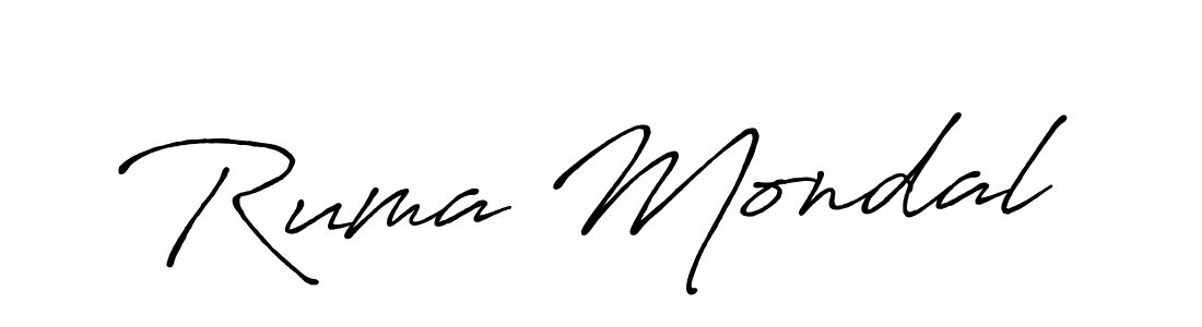 How to make Ruma Mondal name signature. Use Antro_Vectra_Bolder style for creating short signs online. This is the latest handwritten sign. Ruma Mondal signature style 7 images and pictures png