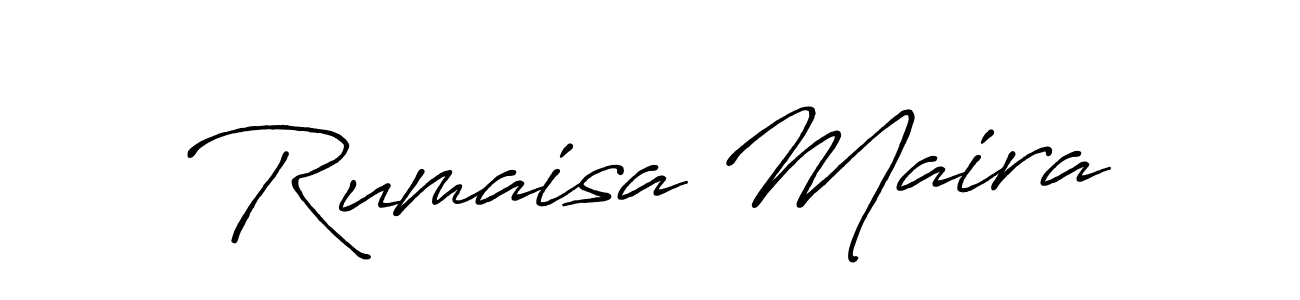 How to make Rumaisa Maira name signature. Use Antro_Vectra_Bolder style for creating short signs online. This is the latest handwritten sign. Rumaisa Maira signature style 7 images and pictures png