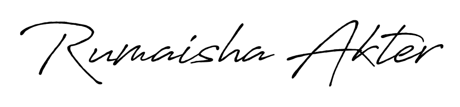 The Antro_Vectra_Bolder handwriting style adds charm and authenticity to name Rumaisha Akter. A wonderful choice for personal thank-you notes. Rumaisha Akter signature style 7 images and pictures png