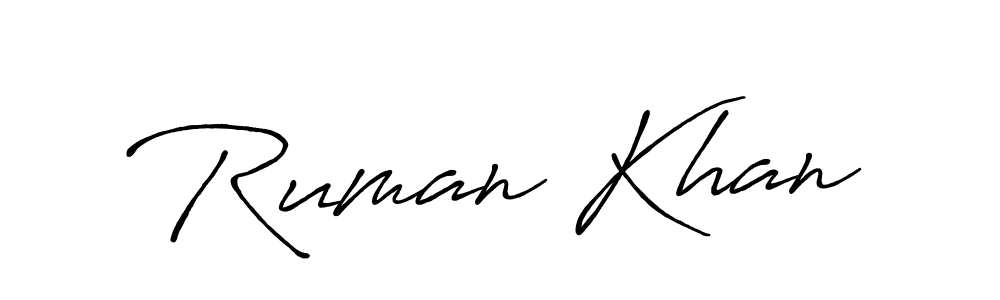 Create a beautiful signature design for name Ruman Khan. With this signature (Antro_Vectra_Bolder) fonts, you can make a handwritten signature for free. Ruman Khan signature style 7 images and pictures png
