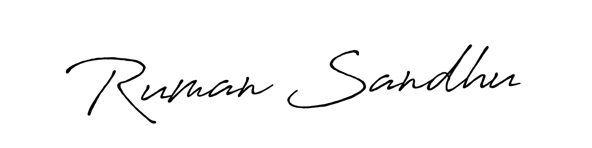 Make a beautiful signature design for name Ruman Sandhu. With this signature (Antro_Vectra_Bolder) style, you can create a handwritten signature for free. Ruman Sandhu signature style 7 images and pictures png