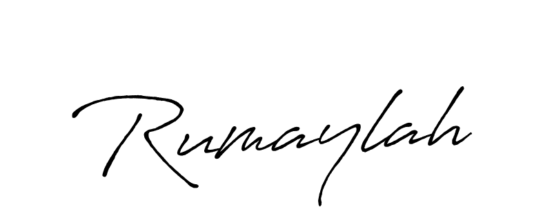 How to make Rumaylah name signature. Use Antro_Vectra_Bolder style for creating short signs online. This is the latest handwritten sign. Rumaylah signature style 7 images and pictures png