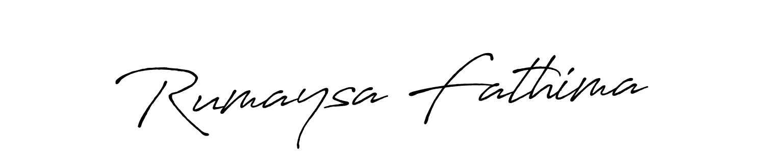 It looks lik you need a new signature style for name Rumaysa Fathima. Design unique handwritten (Antro_Vectra_Bolder) signature with our free signature maker in just a few clicks. Rumaysa Fathima signature style 7 images and pictures png