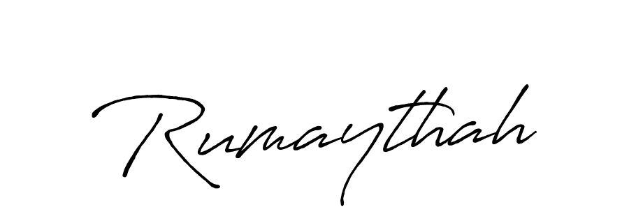 Use a signature maker to create a handwritten signature online. With this signature software, you can design (Antro_Vectra_Bolder) your own signature for name Rumaythah. Rumaythah signature style 7 images and pictures png