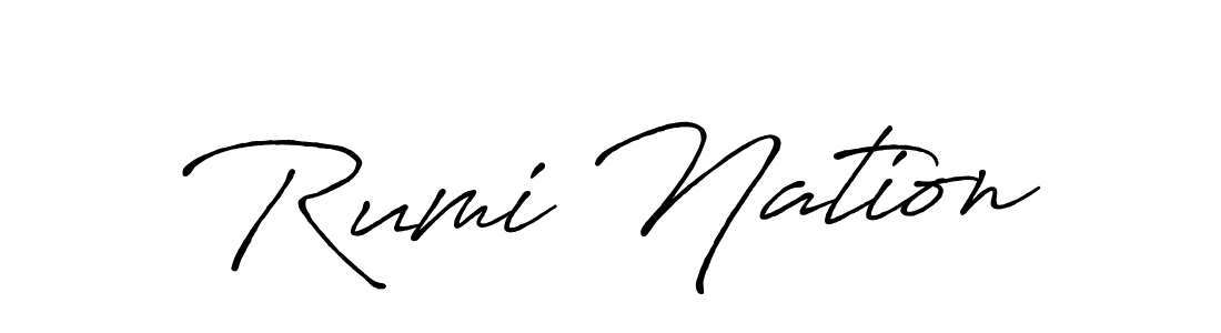 Create a beautiful signature design for name Rumi Nation. With this signature (Antro_Vectra_Bolder) fonts, you can make a handwritten signature for free. Rumi Nation signature style 7 images and pictures png