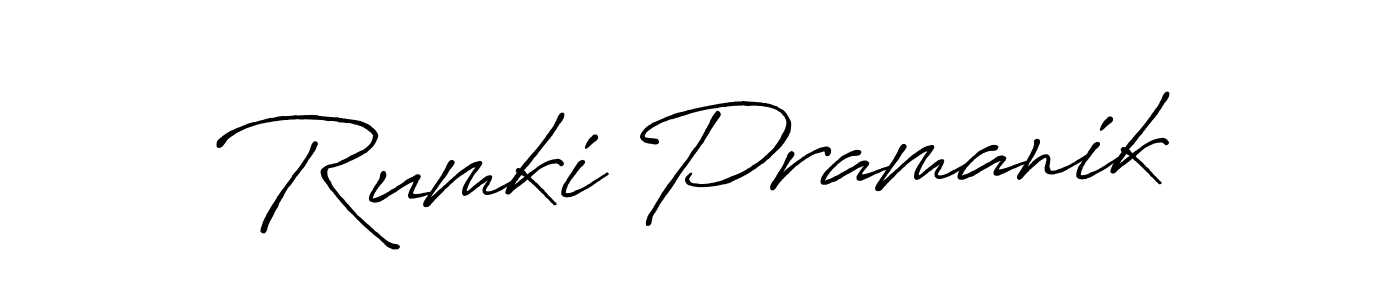 How to make Rumki Pramanik name signature. Use Antro_Vectra_Bolder style for creating short signs online. This is the latest handwritten sign. Rumki Pramanik signature style 7 images and pictures png