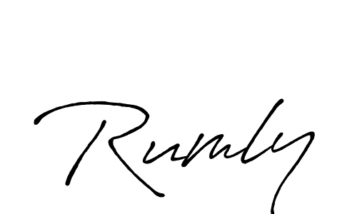 Use a signature maker to create a handwritten signature online. With this signature software, you can design (Antro_Vectra_Bolder) your own signature for name Rumly. Rumly signature style 7 images and pictures png