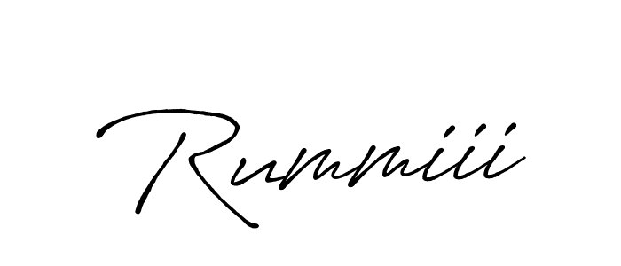The best way (Antro_Vectra_Bolder) to make a short signature is to pick only two or three words in your name. The name Rummiii include a total of six letters. For converting this name. Rummiii signature style 7 images and pictures png
