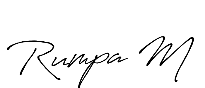 The best way (Antro_Vectra_Bolder) to make a short signature is to pick only two or three words in your name. The name Rumpa M include a total of six letters. For converting this name. Rumpa M signature style 7 images and pictures png