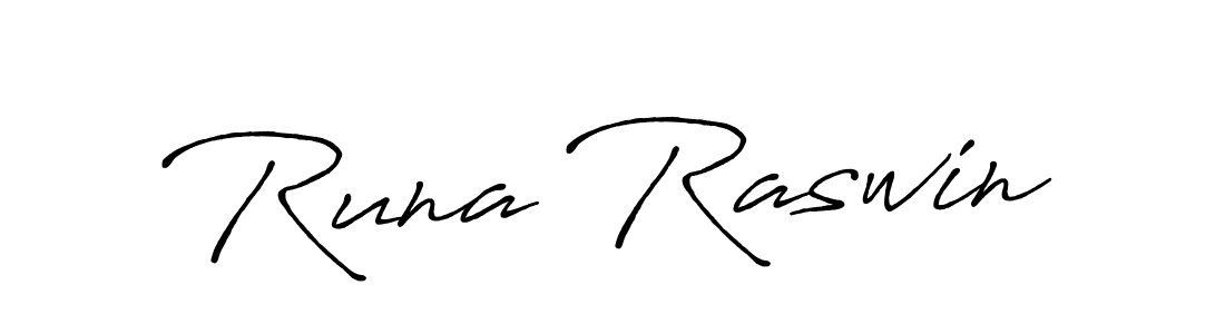 Use a signature maker to create a handwritten signature online. With this signature software, you can design (Antro_Vectra_Bolder) your own signature for name Runa Raswin. Runa Raswin signature style 7 images and pictures png