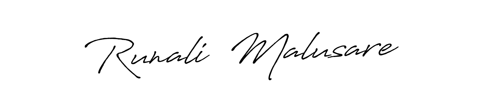 Create a beautiful signature design for name Runali  Malusare. With this signature (Antro_Vectra_Bolder) fonts, you can make a handwritten signature for free. Runali  Malusare signature style 7 images and pictures png