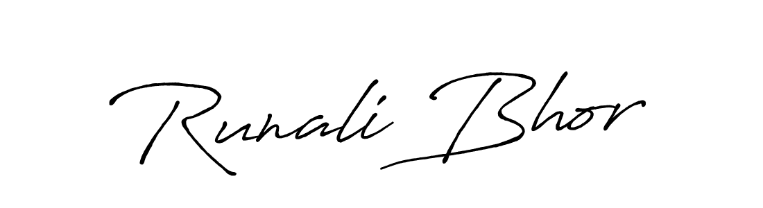 The best way (Antro_Vectra_Bolder) to make a short signature is to pick only two or three words in your name. The name Runali Bhor include a total of six letters. For converting this name. Runali Bhor signature style 7 images and pictures png