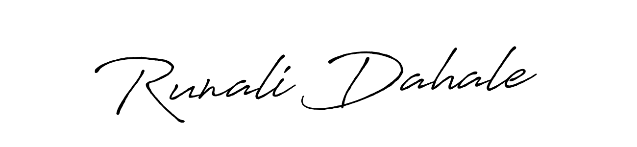 It looks lik you need a new signature style for name Runali Dahale. Design unique handwritten (Antro_Vectra_Bolder) signature with our free signature maker in just a few clicks. Runali Dahale signature style 7 images and pictures png