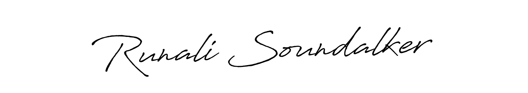 Runali Soundalker stylish signature style. Best Handwritten Sign (Antro_Vectra_Bolder) for my name. Handwritten Signature Collection Ideas for my name Runali Soundalker. Runali Soundalker signature style 7 images and pictures png