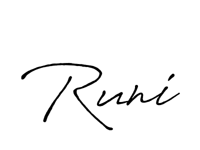 How to make Runi signature? Antro_Vectra_Bolder is a professional autograph style. Create handwritten signature for Runi name. Runi signature style 7 images and pictures png