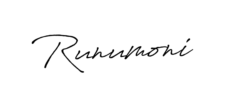 Also we have Runumoni name is the best signature style. Create professional handwritten signature collection using Antro_Vectra_Bolder autograph style. Runumoni signature style 7 images and pictures png