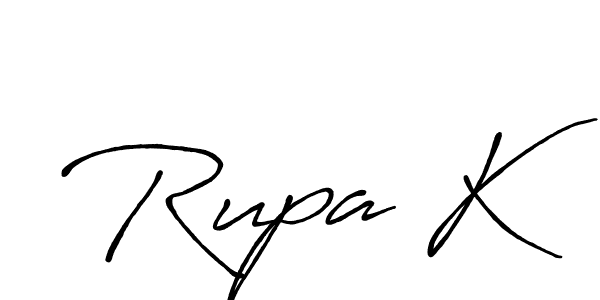 if you are searching for the best signature style for your name Rupa K. so please give up your signature search. here we have designed multiple signature styles  using Antro_Vectra_Bolder. Rupa K signature style 7 images and pictures png
