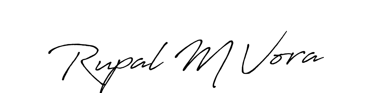 Antro_Vectra_Bolder is a professional signature style that is perfect for those who want to add a touch of class to their signature. It is also a great choice for those who want to make their signature more unique. Get Rupal M Vora name to fancy signature for free. Rupal M Vora signature style 7 images and pictures png