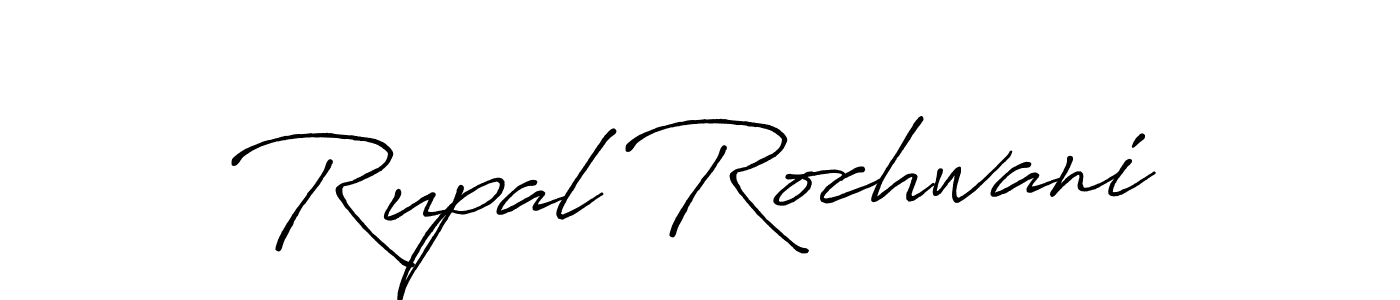 How to make Rupal Rochwani name signature. Use Antro_Vectra_Bolder style for creating short signs online. This is the latest handwritten sign. Rupal Rochwani signature style 7 images and pictures png