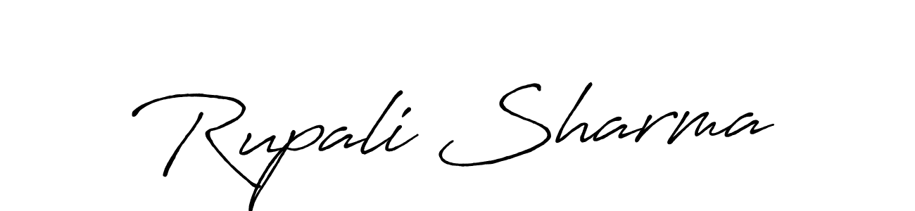 The best way (Antro_Vectra_Bolder) to make a short signature is to pick only two or three words in your name. The name Rupali Sharma include a total of six letters. For converting this name. Rupali Sharma signature style 7 images and pictures png