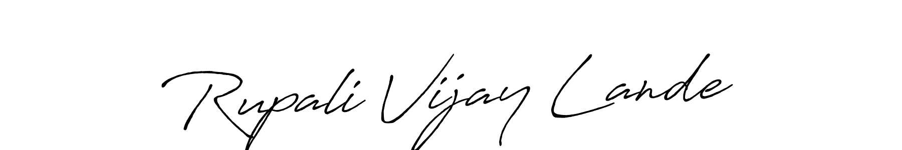 How to make Rupali Vijay Lande name signature. Use Antro_Vectra_Bolder style for creating short signs online. This is the latest handwritten sign. Rupali Vijay Lande signature style 7 images and pictures png