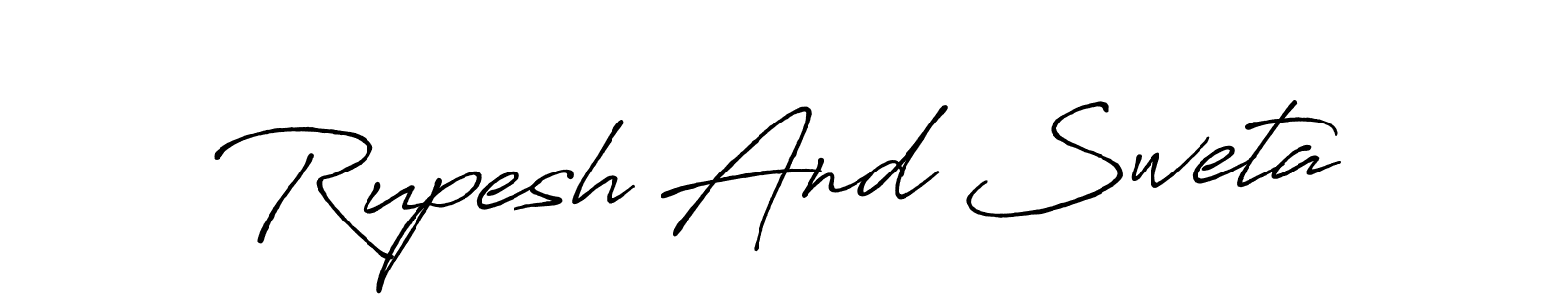 Similarly Antro_Vectra_Bolder is the best handwritten signature design. Signature creator online .You can use it as an online autograph creator for name Rupesh And Sweta. Rupesh And Sweta signature style 7 images and pictures png