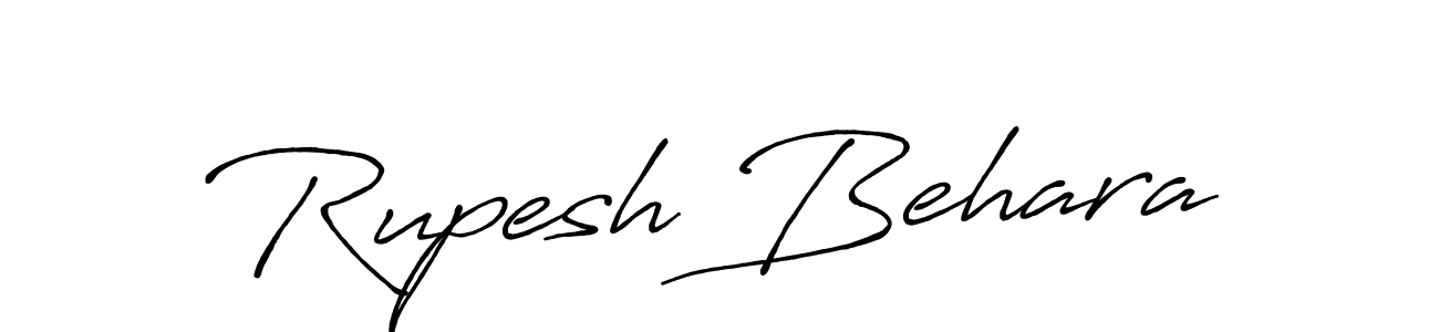 How to make Rupesh Behara name signature. Use Antro_Vectra_Bolder style for creating short signs online. This is the latest handwritten sign. Rupesh Behara signature style 7 images and pictures png